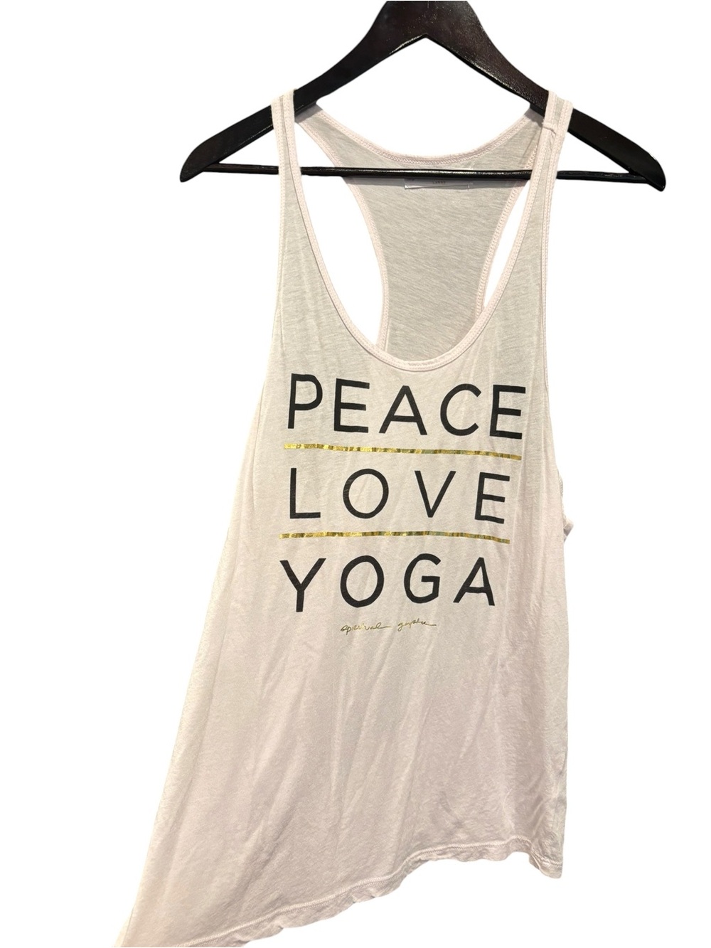 Spiritual Gangster White Racerback Tank with Gold Accent Graphic